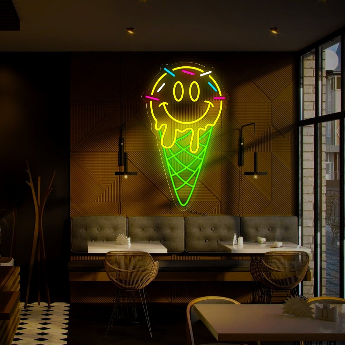 Ice Cream Emoticon Neon Sign - Reels Custom