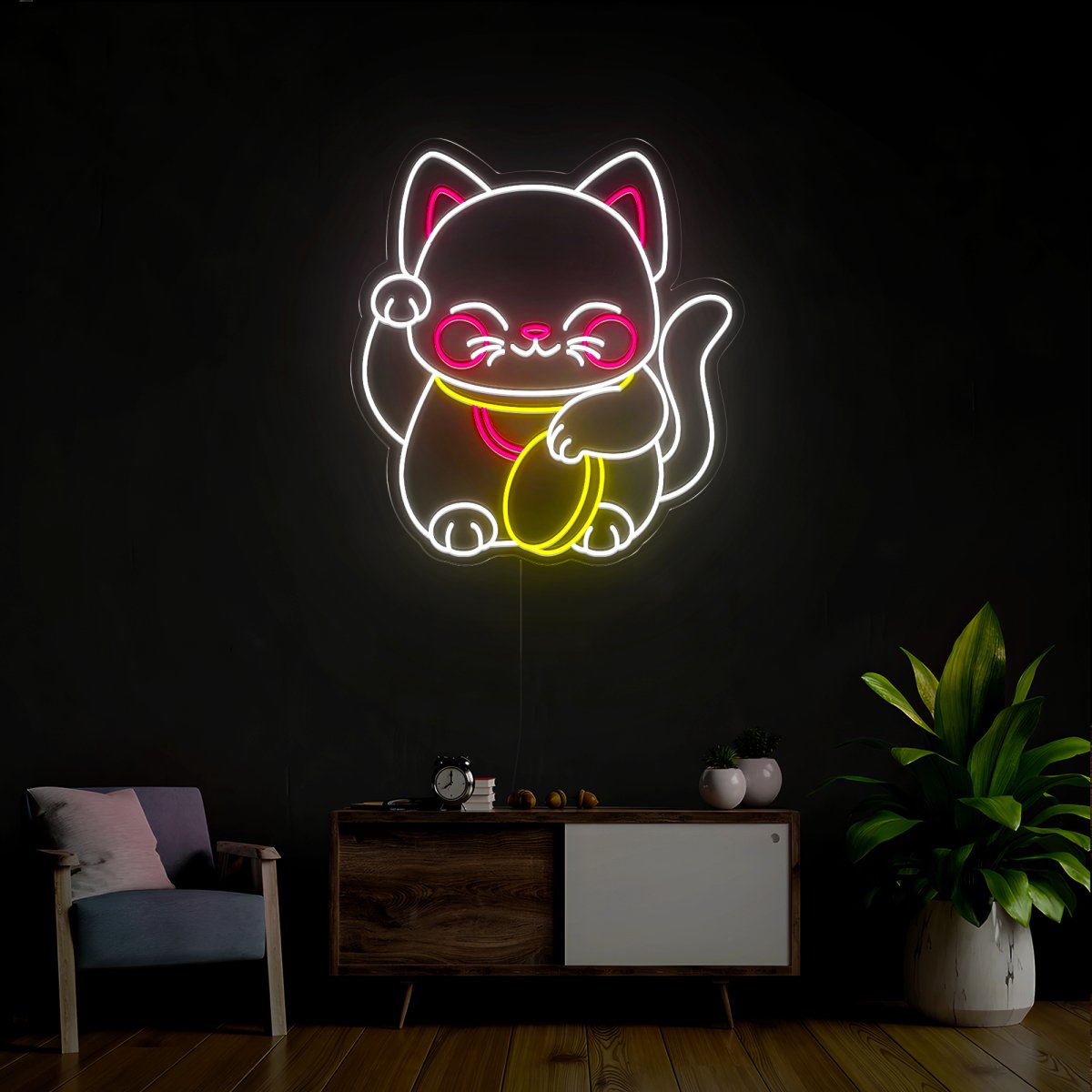 Japanese Cat Neon Sign - Reels Custom