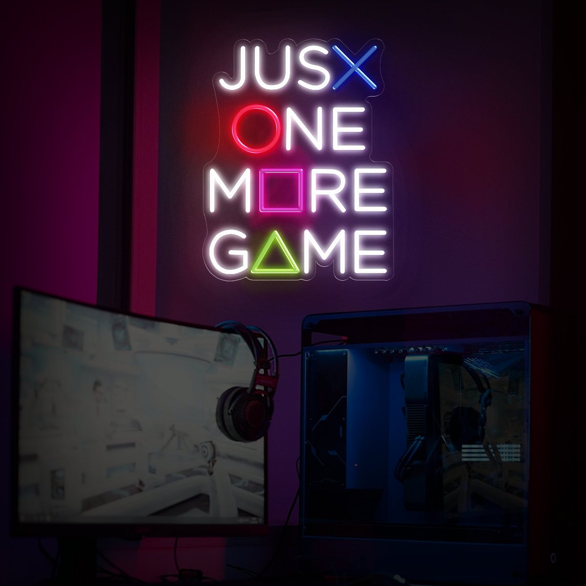 Just One More Game Neon Sign For Gamers - Reels Custom