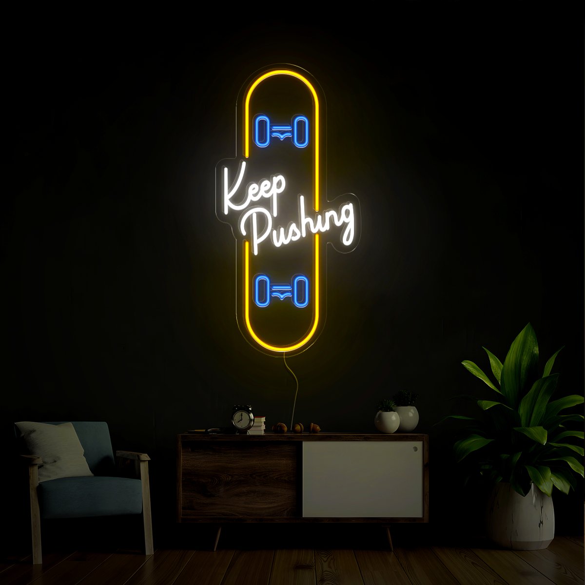 Keep Pushing Neon Sign - Reels Custom