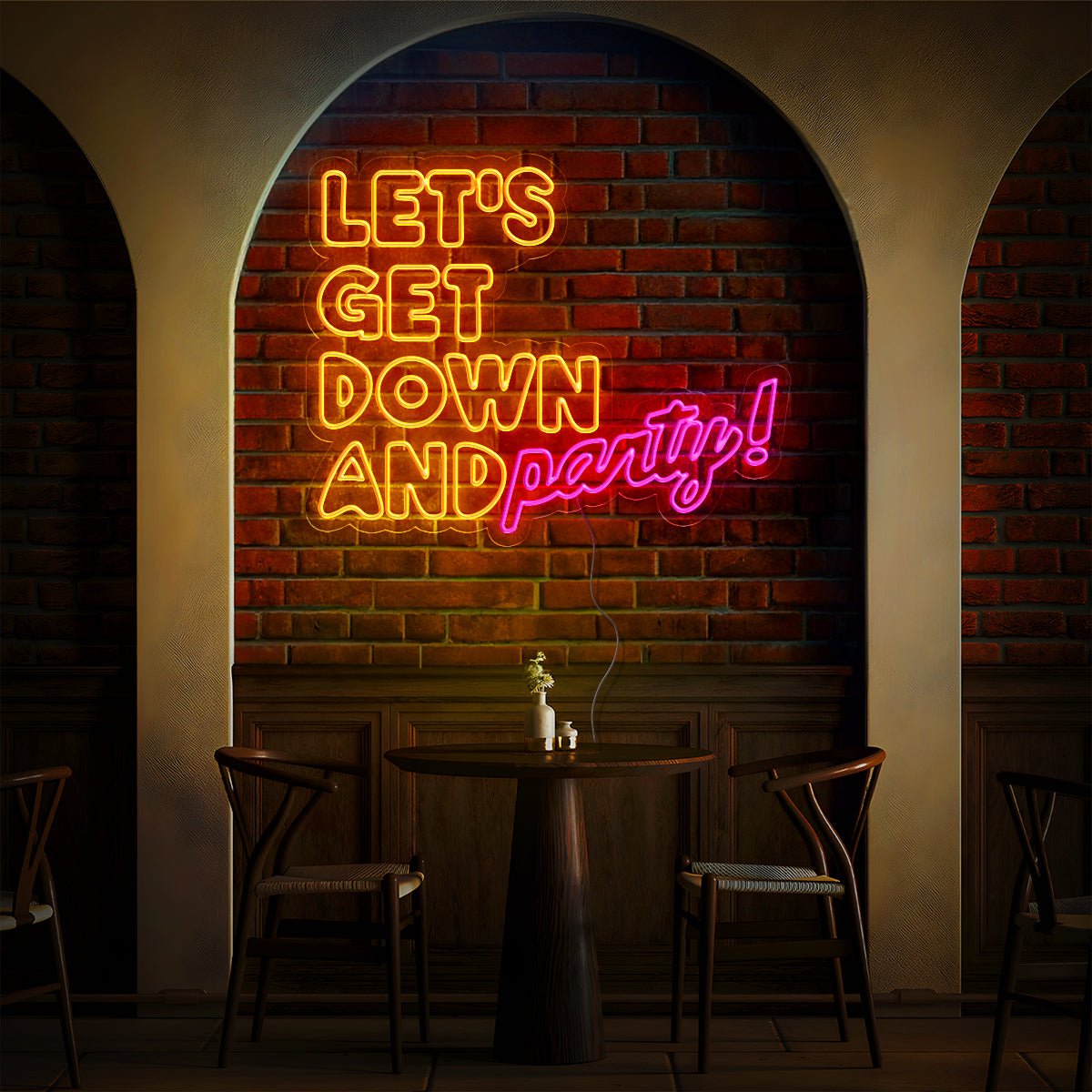 Let's Get Down And Party Quotes Neon Sign - Reels Custom