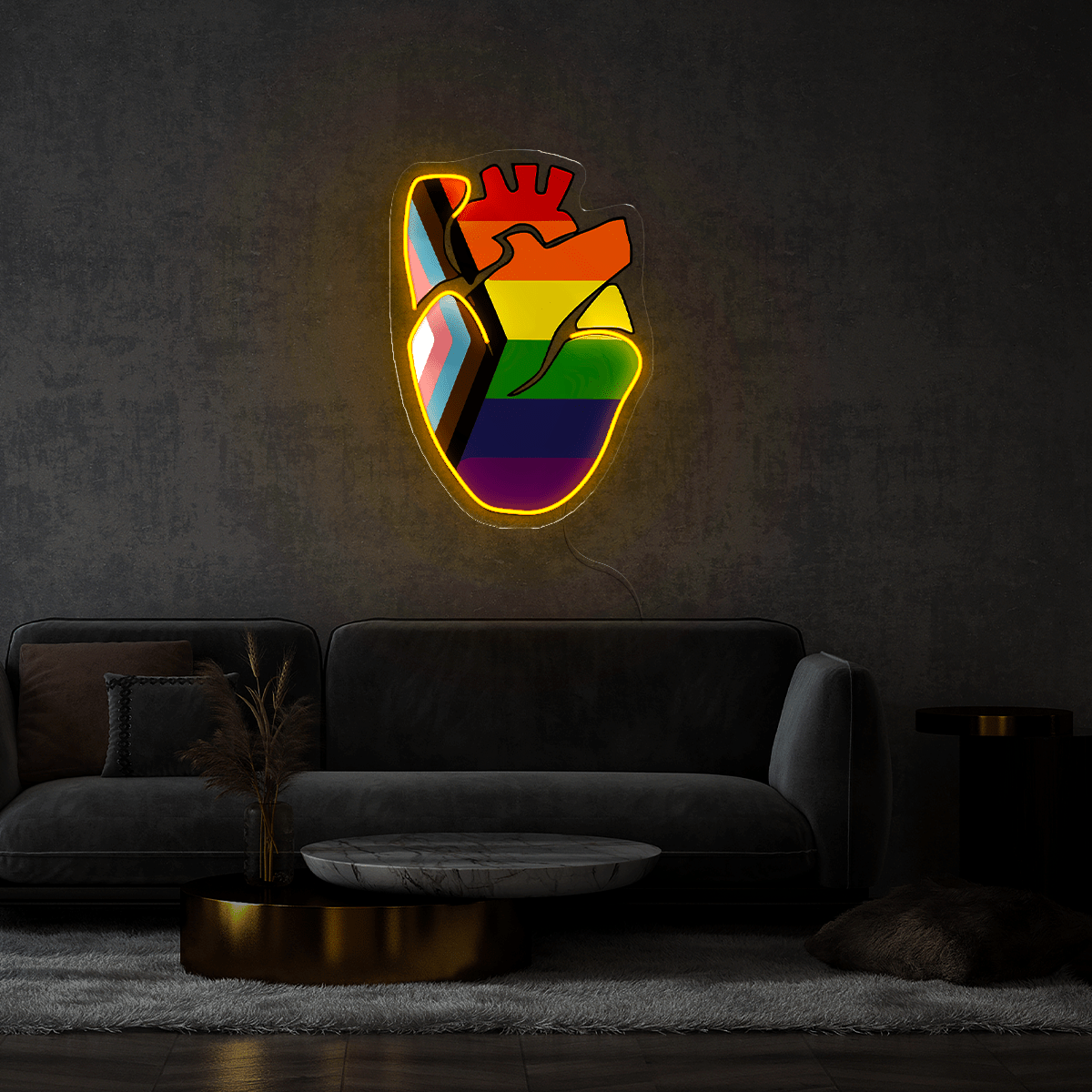 LGBT Human's Right Heart Artwork Neon Sign - Reels Custom