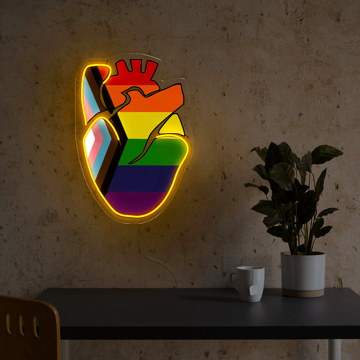 LGBT Human's Right Heart Artwork Neon Sign - Reels Custom