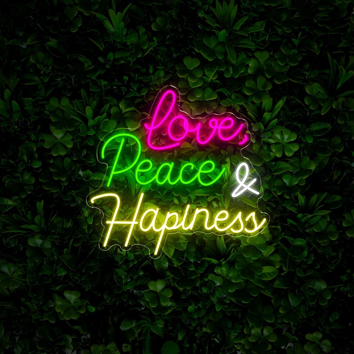 Love, Peace And Happiness Neon Sign - Reels Custom