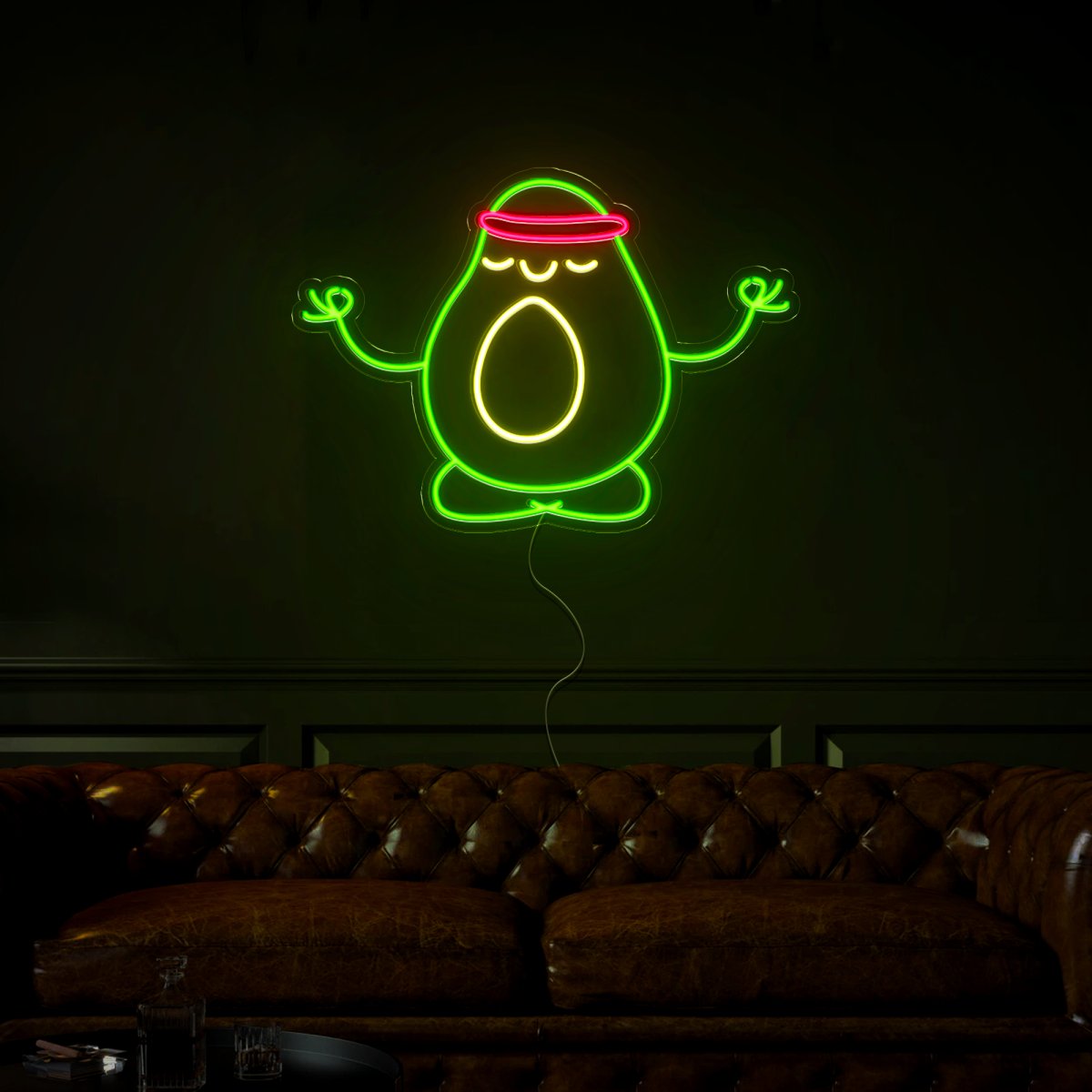 Meditating Avocado Neon Sign - Reels Custom