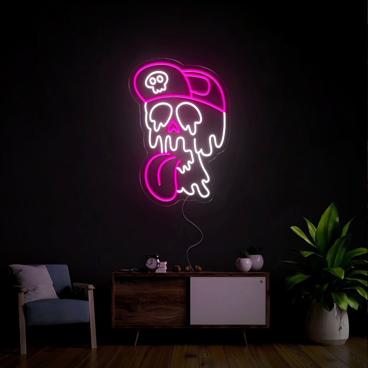 Melting Cartoon Skull Neon Sign - Reels Custom