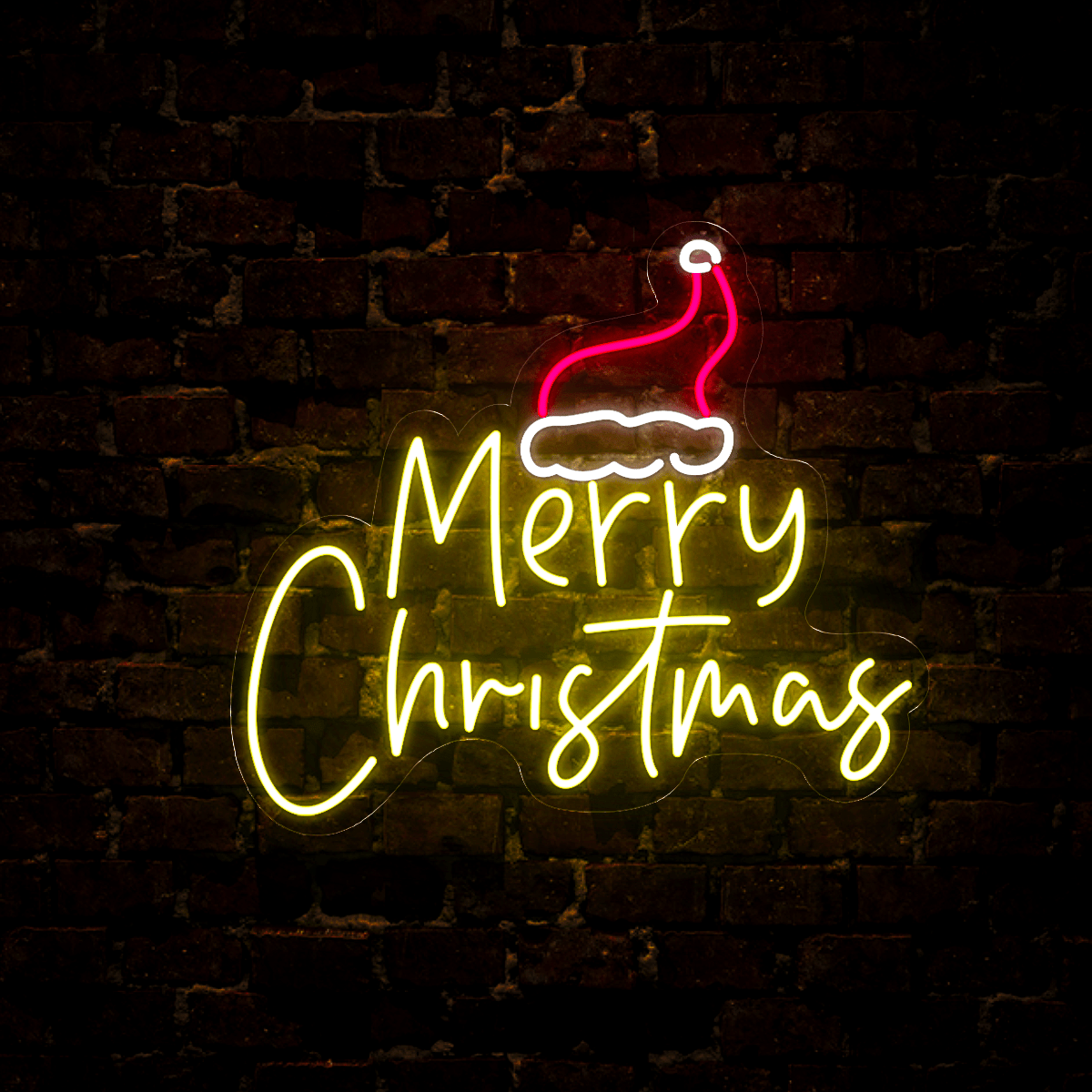 Merry Christmas with Santa Hat Led Neon Sign - Reels Custom