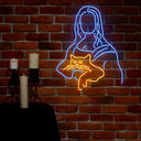 Mona Lisa With A Cat Neon Sign - Reels Custom