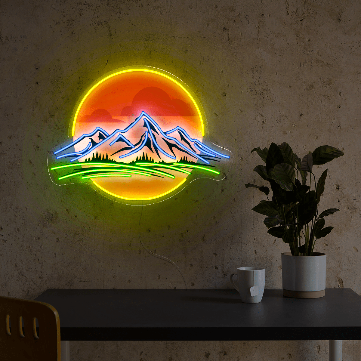 Mountain Sunset Artwork Neon Sign - Reels Custom