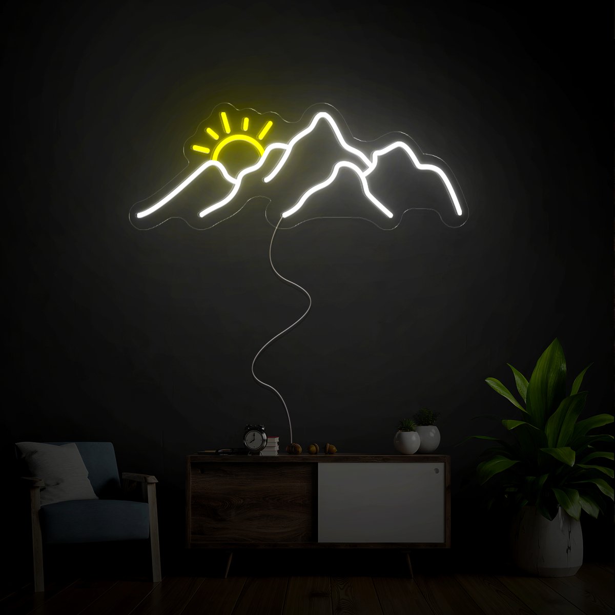 Mountains Sunset Neon Sign - Reels Custom