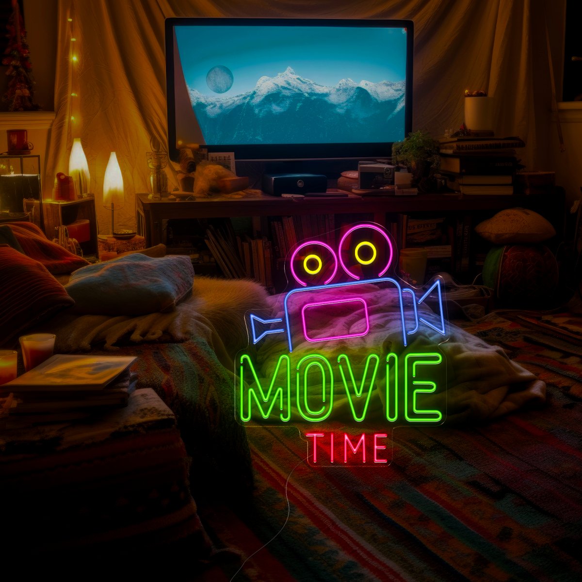 Movie Time Neon Sign - Reels Custom