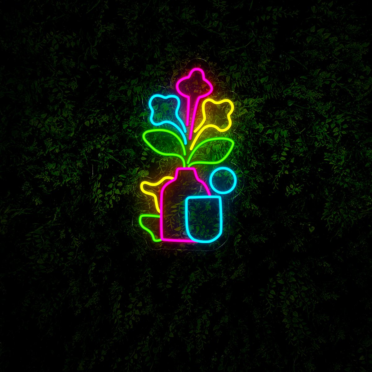 Multicolor Plant Flower Shape Led Neon Sign - Reels Custom