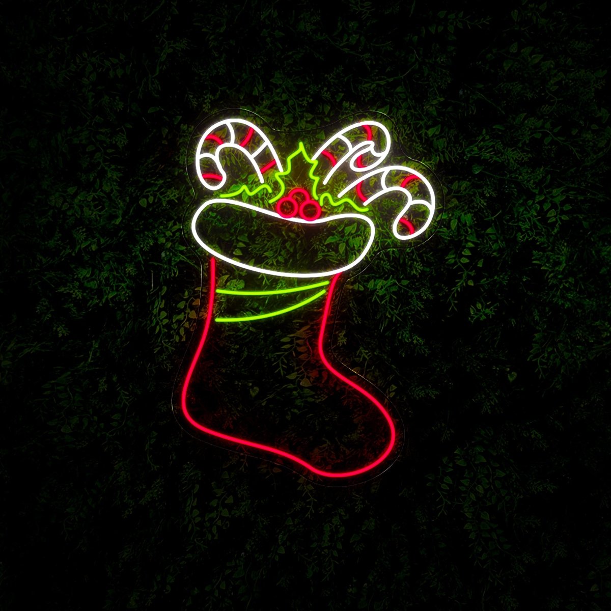 Multicolored Cute Christmas Stocking Neon Sign - Reels Custom