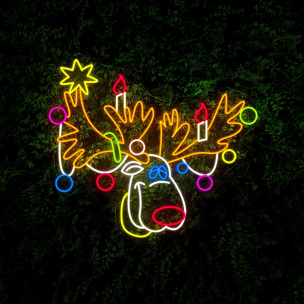 Multicolored Reindeer Christmas Neon Sign - Reels Custom