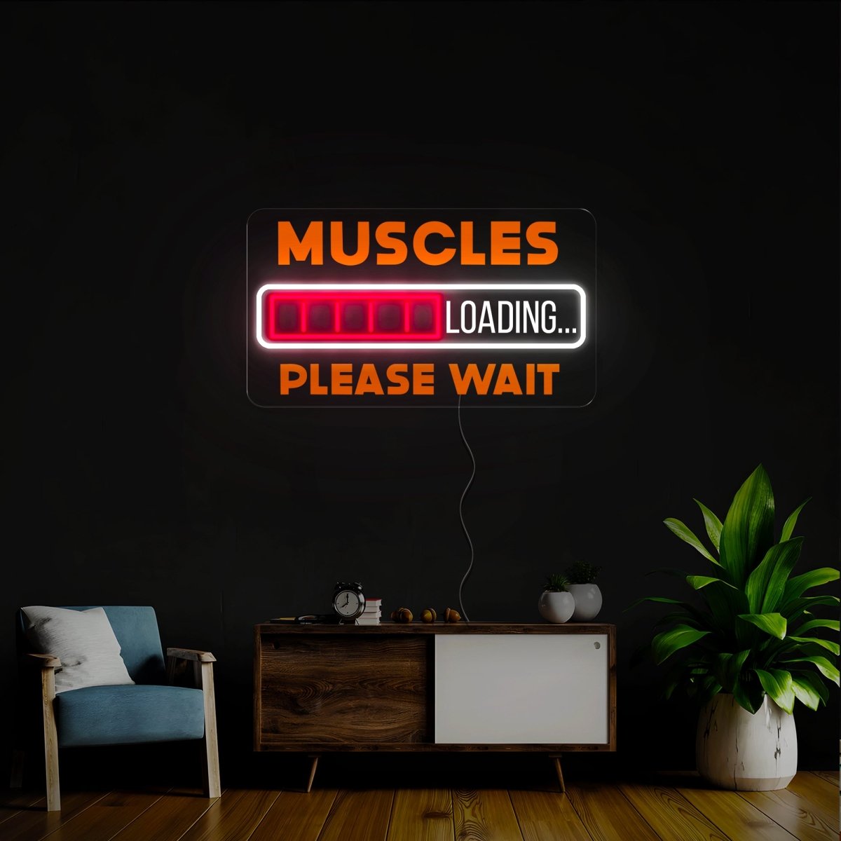 Muscles Loading, Please Wait Artwork Led Neon Sign - Reels Custom