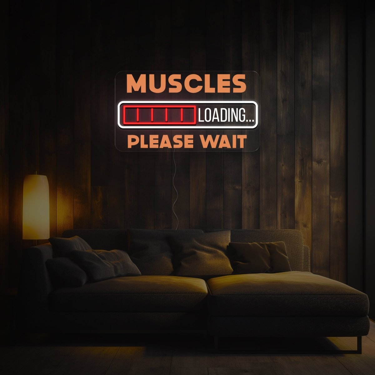 Muscles Loading, Please Wait Artwork Led Neon Sign - Reels Custom