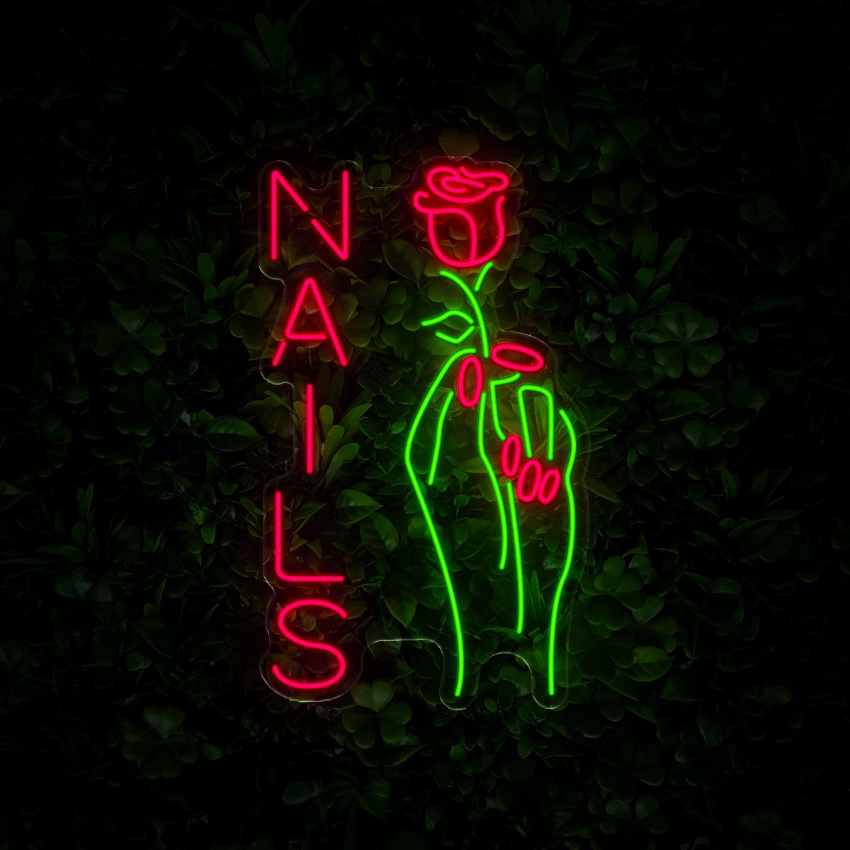 Nail Hand Hold Flowers Beauty Salon Neon Sign - Reels Custom
