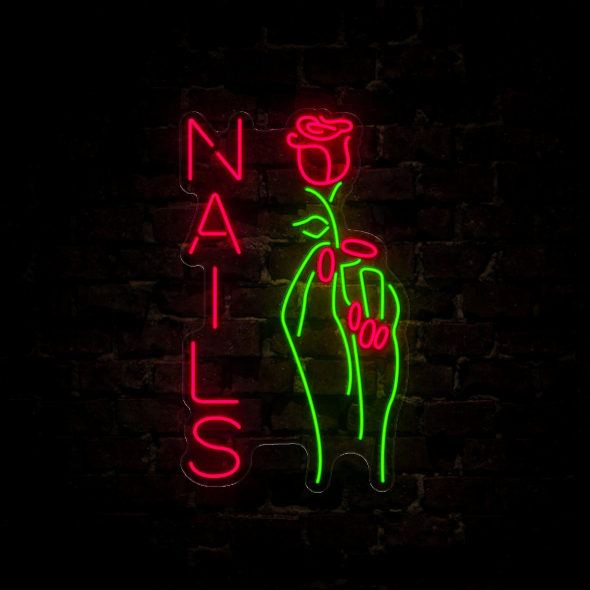 Nail Hand Hold Flowers Beauty Salon Neon Sign - Reels Custom