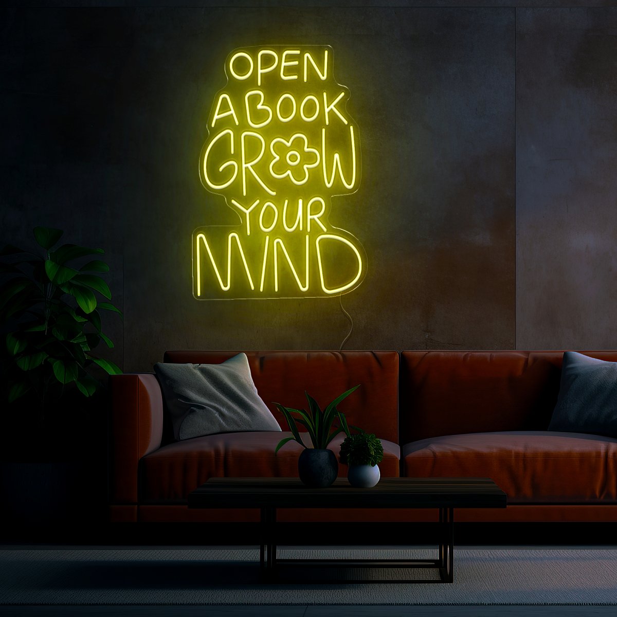Open A Book Grow Your Mind Neon Sign - Reels Custom