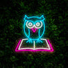 Owl And Books Neon Sign - Reels Custom