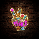 Peace Hand Artwork Neon Sign - Reels Custom