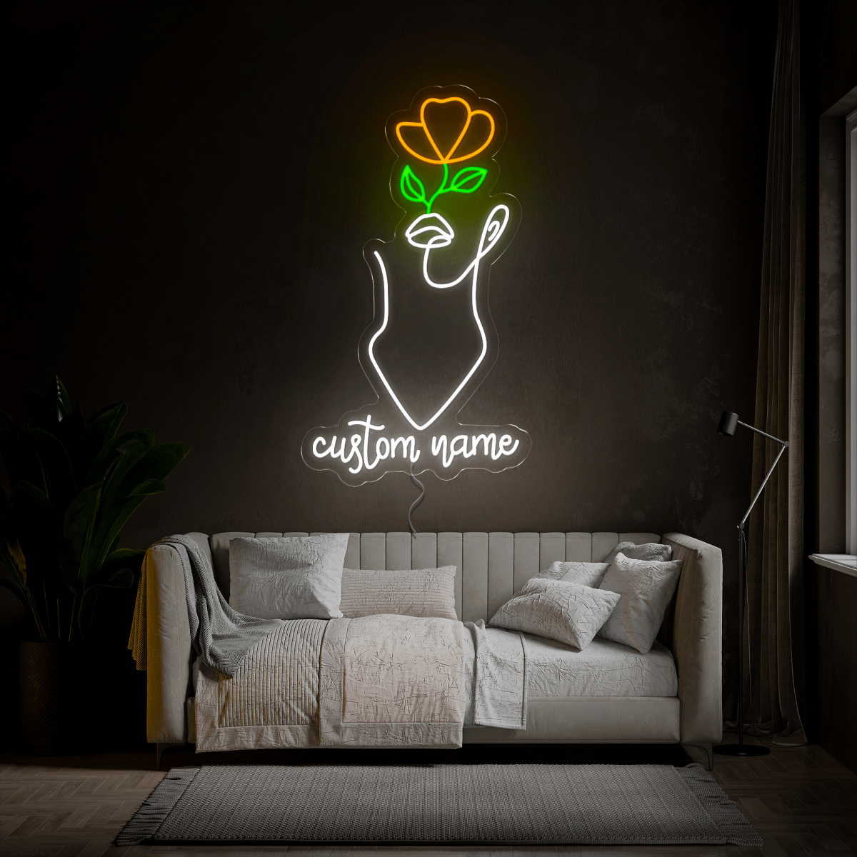 Peaceful Floral Woman Neon Sign - Reels Custom