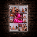 Personalized 18th Birthday Photo Collage Neon Sign - Reels Custom