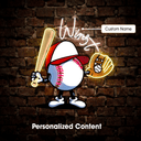 Personalized Baseball Player's Name Artwork Neon Sign - Reels Custom