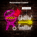 Personalized Chilling And Grilling Barbecue Neon Sign - Reels Custom