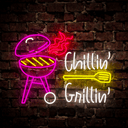 Personalized Chilling And Grilling Barbecue Neon Sign - Reels Custom
