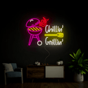 Personalized Chilling And Grilling Barbecue Neon Sign - Reels Custom