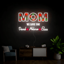 Personalized Flower Printed We Love Mom Neon Sign - Reels Custom