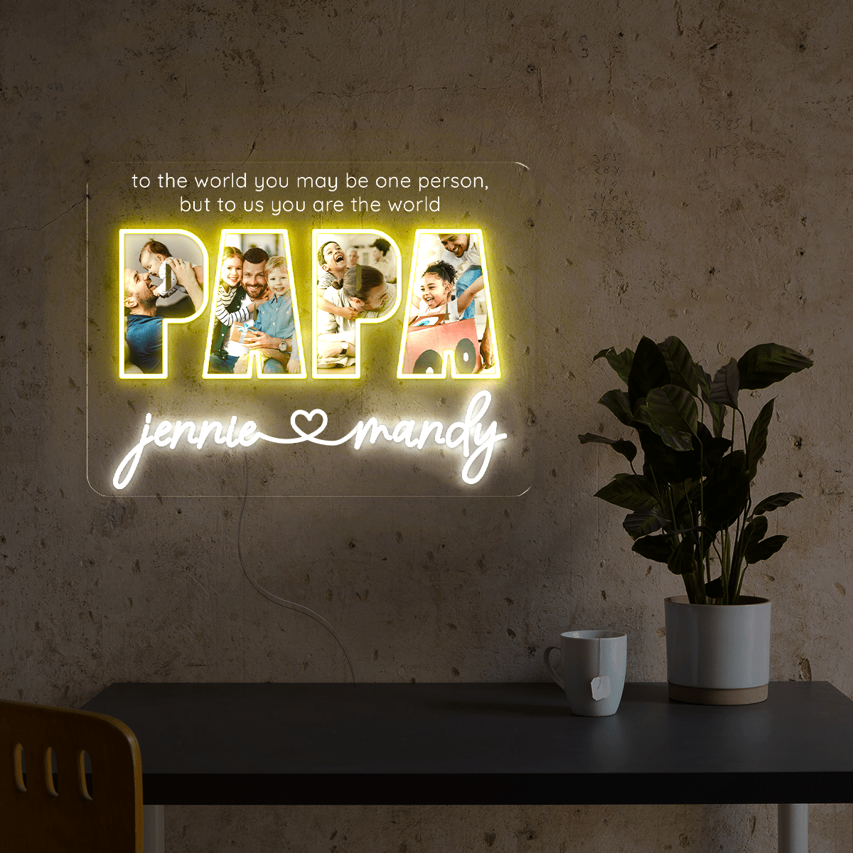 Personalized Papa Photo Frame Artwork Neon Sign - Reels Custom