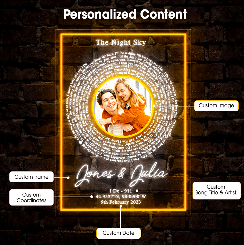 Personalized Vinyl Record Lyrics Artwork Neon Sign - Reels Custom