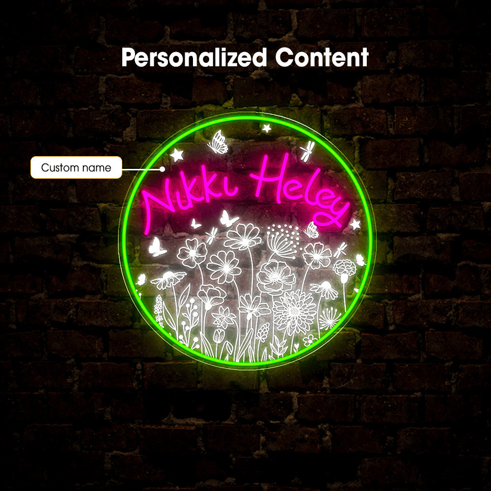 Personalized Wildflower Welcome Door Hanger Neon Sign - Reels Custom