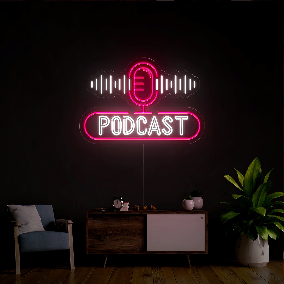 Podcast Neon Sign - Reels Custom