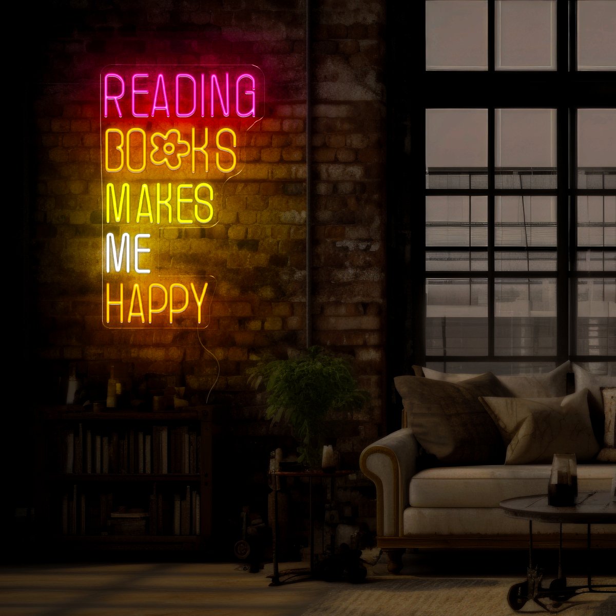 Reading Books Makes Me Happy Neon Sign - Reels Custom