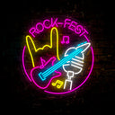 Rock Festival Sign With Guitar Neon Sign - Reels Custom