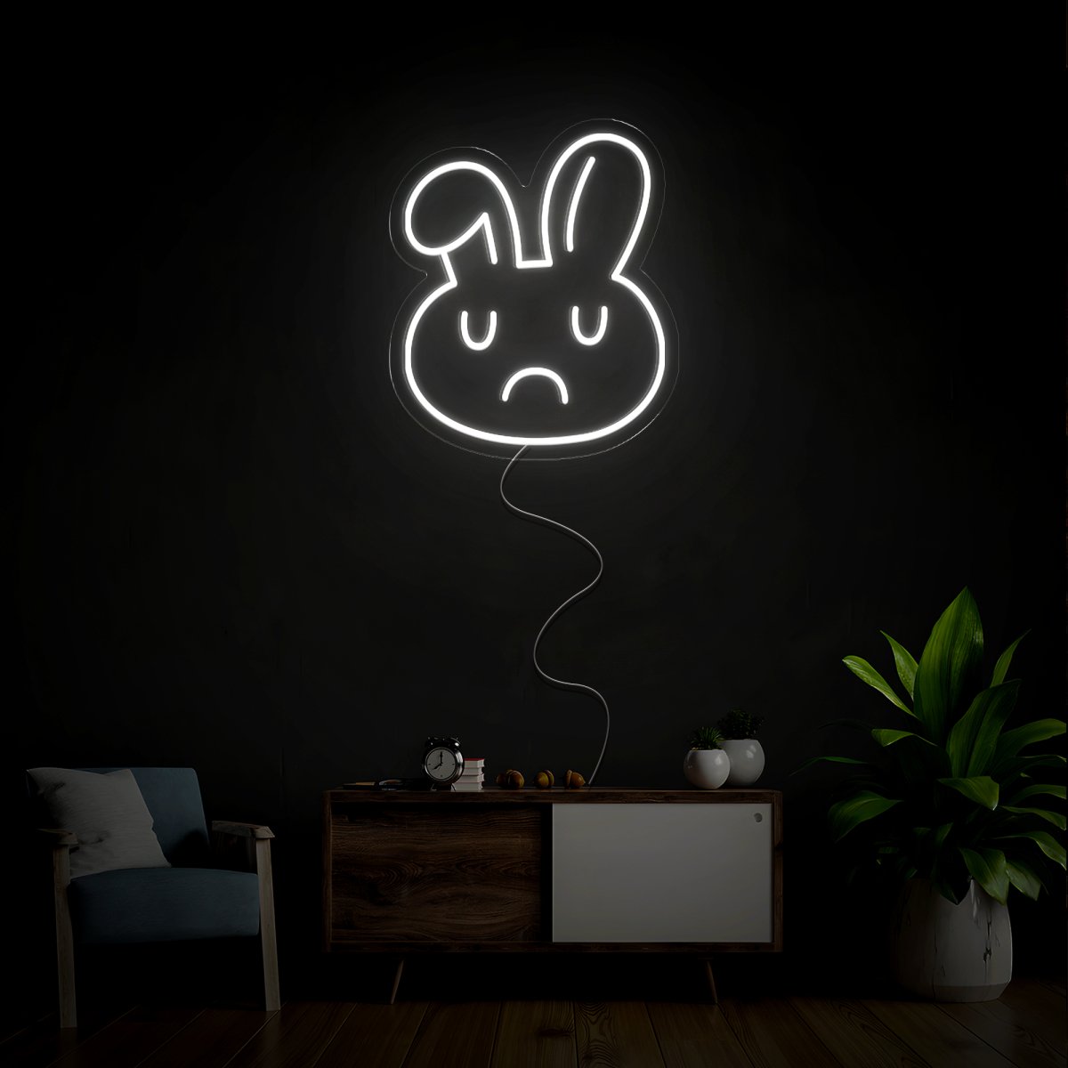 Sad Bunny Emoji Neon Sign - Reels Custom