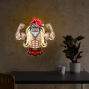 Santa Claus Christmas Gym muscle bodybuilding Artwork Led Neon Sign - Reels Custom
