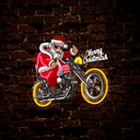 Santa Claus Christmas USA Tour Biker Motorcycle Artwork Led Neon Sign - Reels Custom