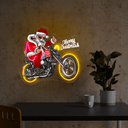 Santa Claus Christmas USA Tour Biker Motorcycle Artwork Led Neon Sign - Reels Custom