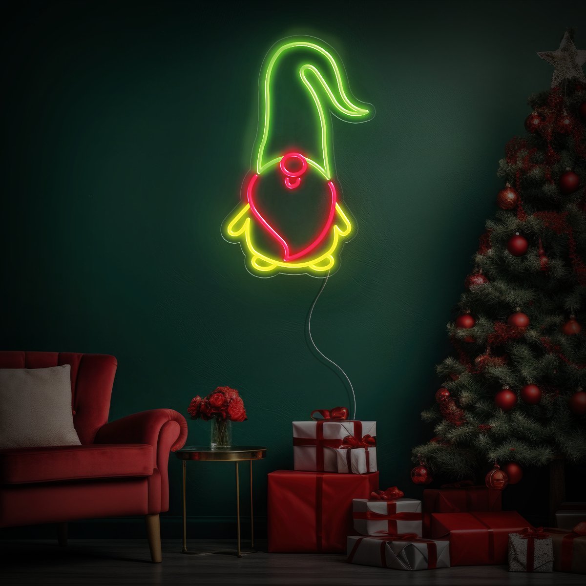 Scandinavian Gnomes Christmas Led Neon Sign - Reels Custom