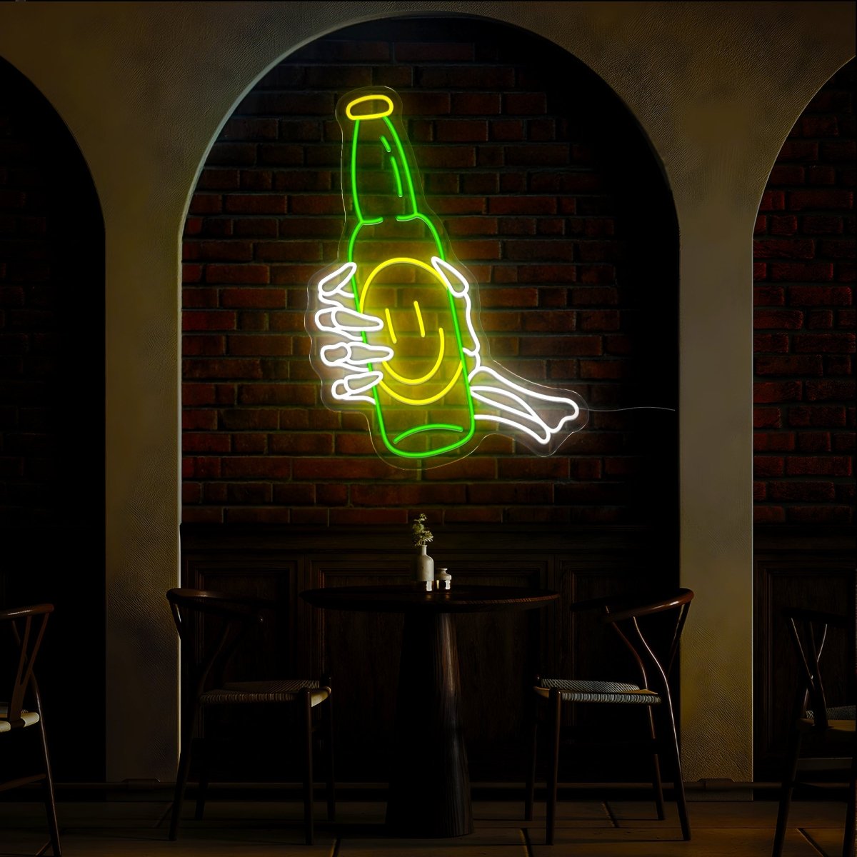 Skull Hand Beer Bottle Neon Sign - Reels Custom