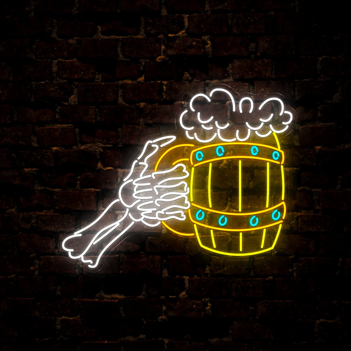 Skull Hand Beer Neon Sign - Reels Custom