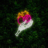Skull Holding Burning Love Neon Sign - Reels Custom