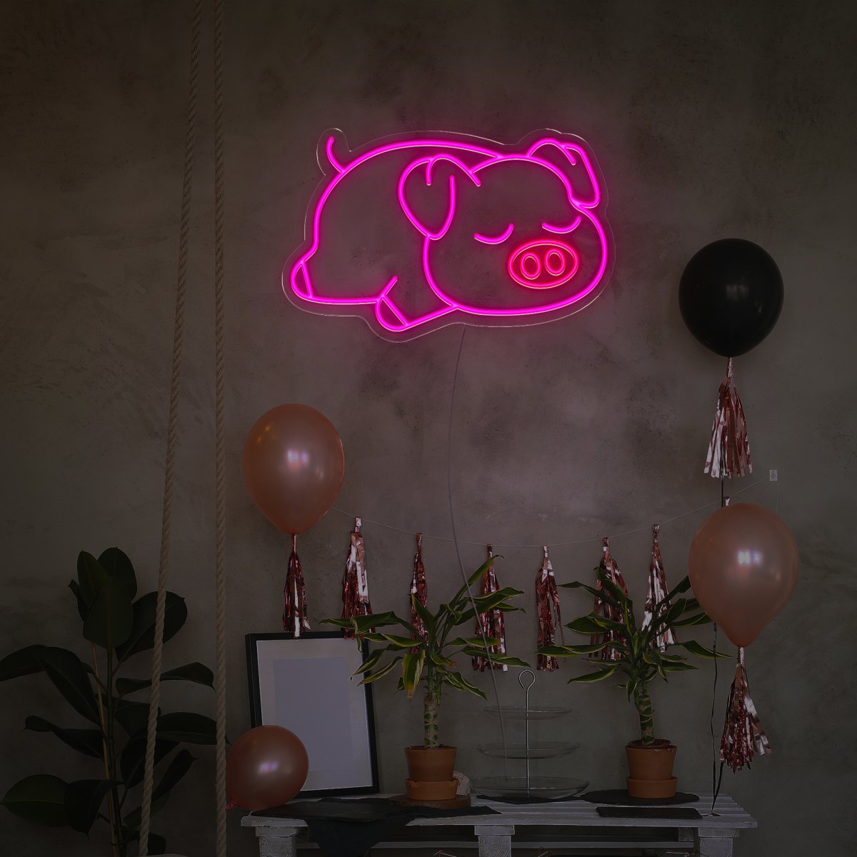 Sleeping Pig Neon Sign - Reels Custom