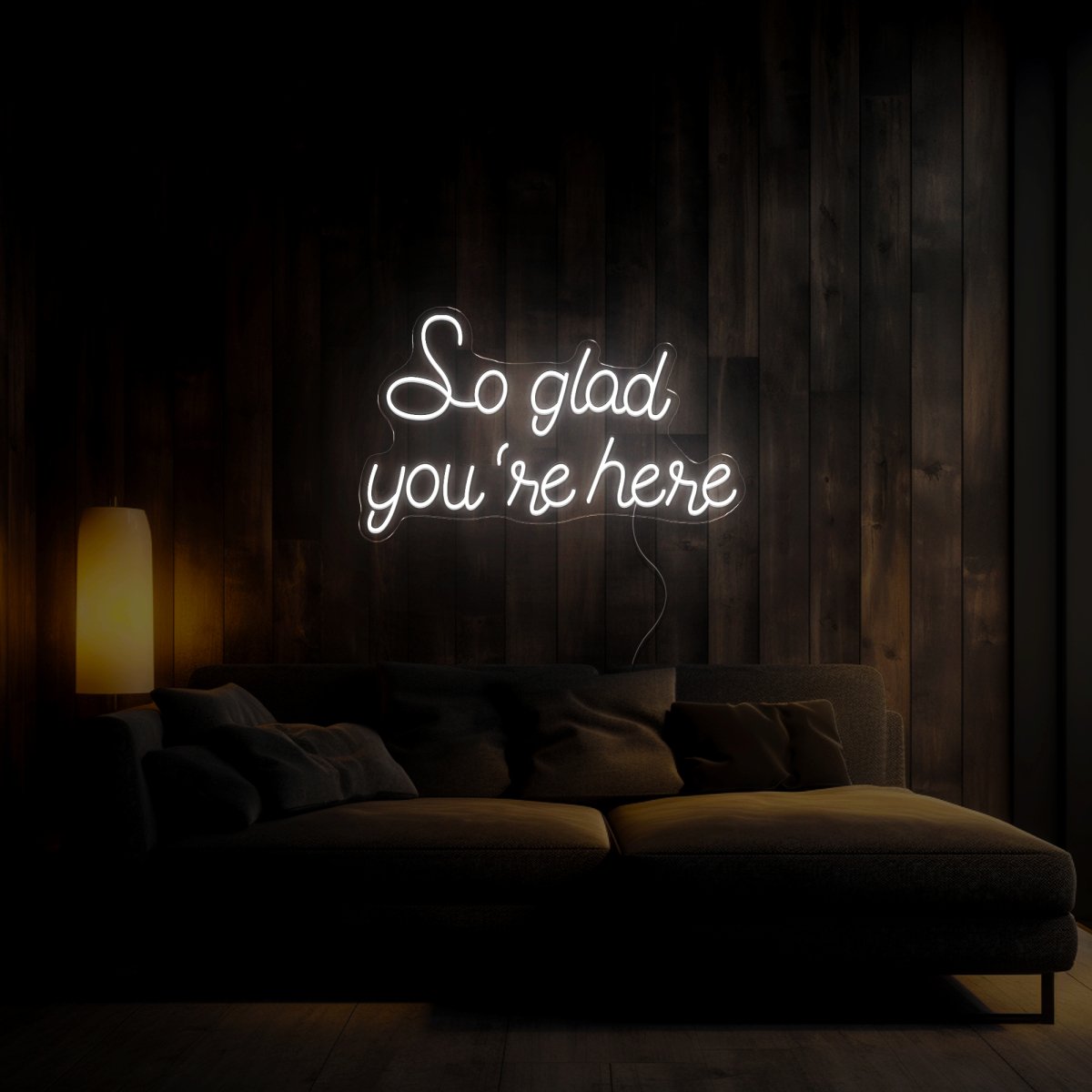 So Glad You're Here Neon Sign - Reels Custom