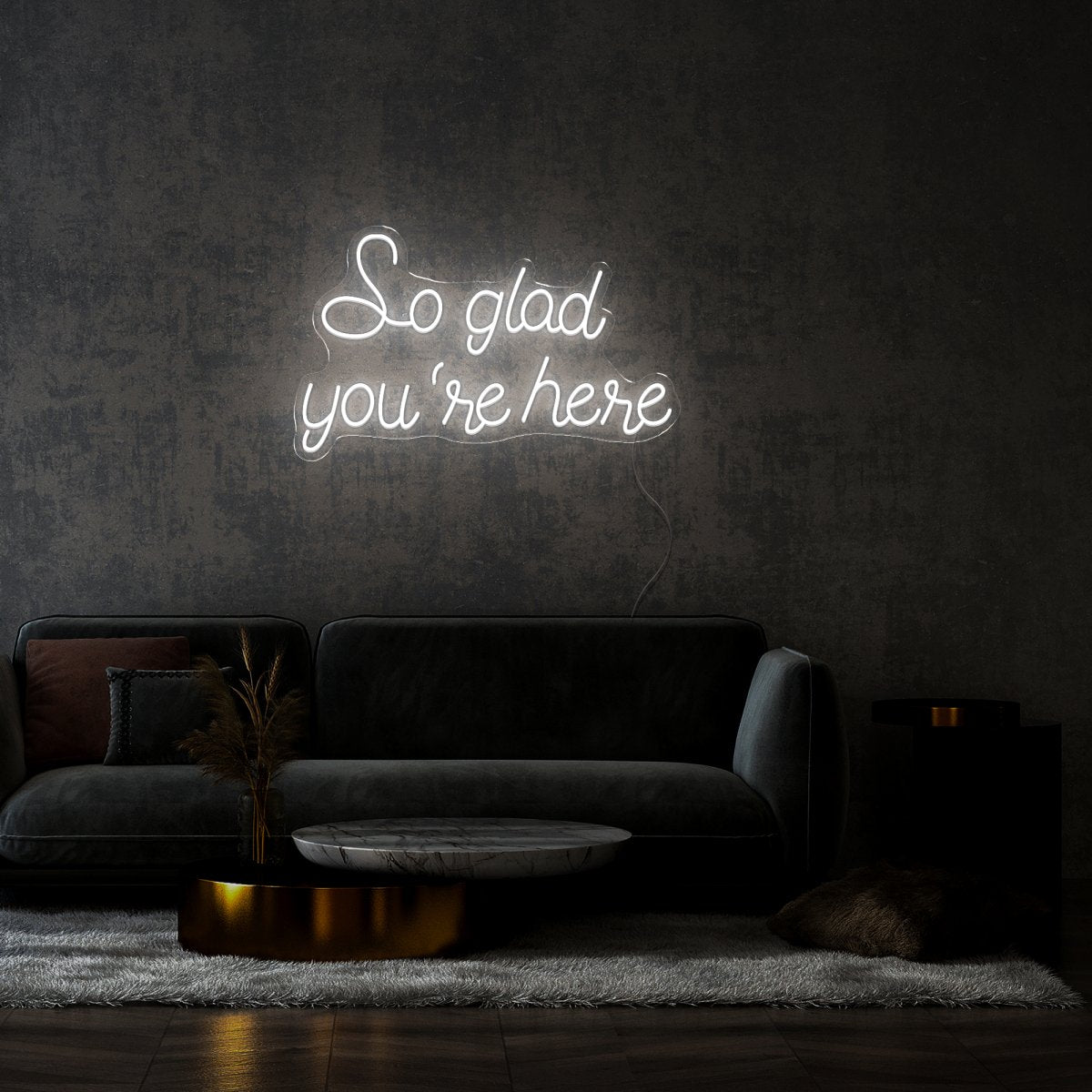 So Glad You're Here Neon Sign - Reels Custom