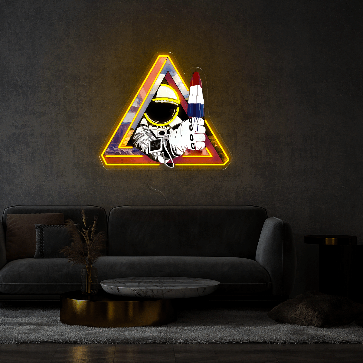 Spaceman Triangle Artwork Led Neon Sign - Reels Custom